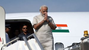 Prime Minister Narendra Modi on Saturday arrived in Gujarat for a two-day visit during which he will lay foundation stones and inaugurate a number of projects.