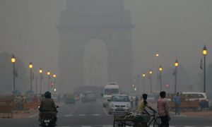 Delhi asks for choppers to sprinkle water over city to curb pollution.