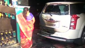 Petrol bomb thrown at BJP leader’s car in Coimbatore.