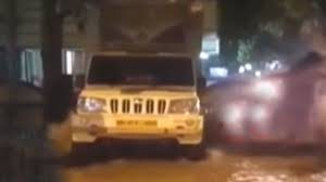 Burst water pipeline in Mumbai hurls SUV into air.