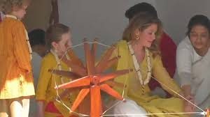 Watch: In Indian avatar, Trudeau family spins charkha at Sabarmati Ashram in Ahmedabad.