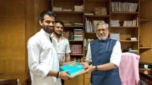 Tej Pratap Yadav invites BJP leader and Bihar Deputy CM Sushil Modi for his marriage with Aishwarya Rai.