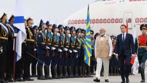 PM Narendra Modi reaches Vladivostok in Russia, to hold talks with President Vladimir Putin.