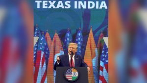 Donald Trump illustrates India's importance to US, doesn't use official podium at 'Howdy, Modi' event.