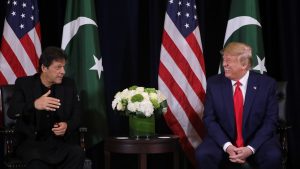 Donald Trump says 'you live in a very friendly neighbourhood' as Imran Khan speaks about India and Kashmir.