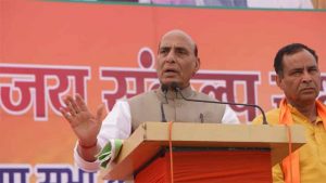 Congress statements strengthen Pakistan: Rajnath Singh on Rafale Shastra pooja row.