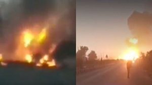 Massive fire, LPG cylinder blasts as two trucks collide in Gujarat's Surat.