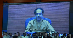 Maharashtra CM Uddhav Thackeray inaugurates Nagpur Metro's Aqua line through video conferencing.