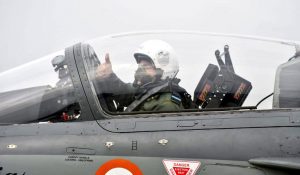 IAF Chief Air Chief Marshal RKS Bhadauria flies Tejas at induction ceremony of jet into 18 Squadron