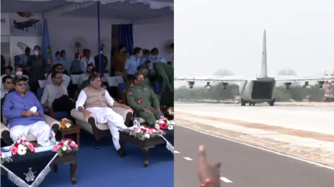 Emergency landing strip for IAF planes on Barmer national highway inaugurated, Rajnath Singh, Nitin Gadkari attend