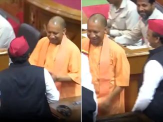Yogi Adityanath, Akhilesh Yadav meet, smile and shake hands in UP Assembly