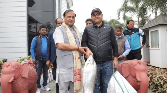 Assam CM Himanta Biswa Sarma gets 14-kg fish as Bhogali Bihu festive gift