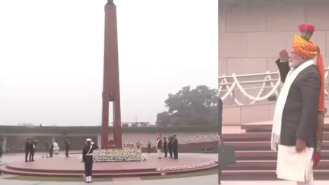 PM Modi pays Respect to the War Heroes Before the Republic Day Celebrations at National War Memorial
