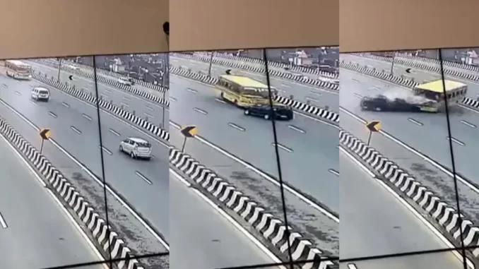 गाजियाबाद में डीएमई पर 8 KM गलत दिशा में मौत बनकर दौड़ती रही बस, हादसे का CCTV वीडियो आया सामने