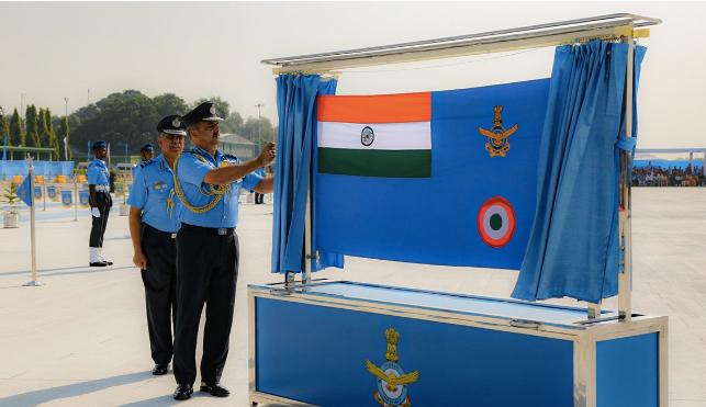 Air Chief Unveils New Ensign At Air Force Day Parade In Prayagraj