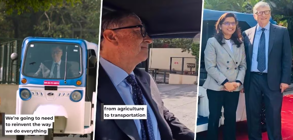 Bill Gates Drives Mahindra Electric Rickshaw, Says 'India's Innovation Never Ceases to Amaze'