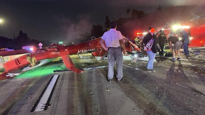 Sacramento Helicopter Crash Caught On Cam: 3 Injured; Highway Closed