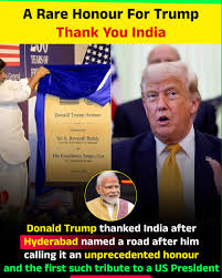US President thanks India after Hyderabad road renamed 'Donald Trump Avenue'