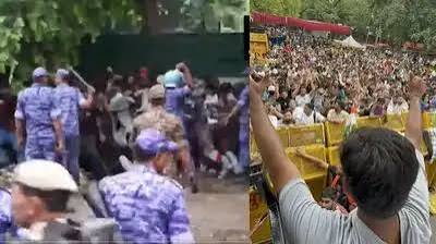 जंतर-मंतर पर भारी हंगामा, संसद मार्च पर अड़े प्रदर्शनकारी; पुलिस ने किया लाठीचार्ज