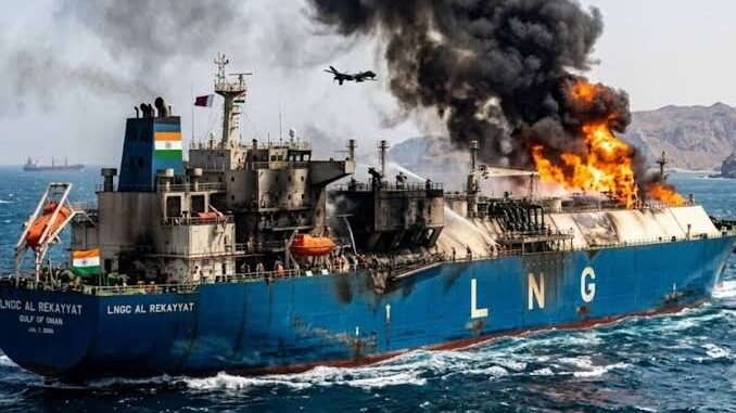होर्मुज स्ट्रेट में फिर बढ़ा खतरा! गुजरात आ रहे LNG कैरियर पर ड्रोन अटैक; जहाज पर सवार थे 4 भारतीय