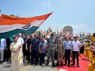 BJP chief Nitin Nabin and Delhi CM Rekha Gupta lead Tiranga Yatra at Kartavya Path