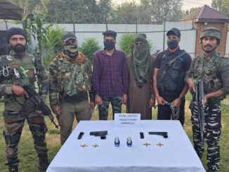 Two operatives arrested with Turkish pistol and suspected IEDs at Delina checkpoint in Baramulla